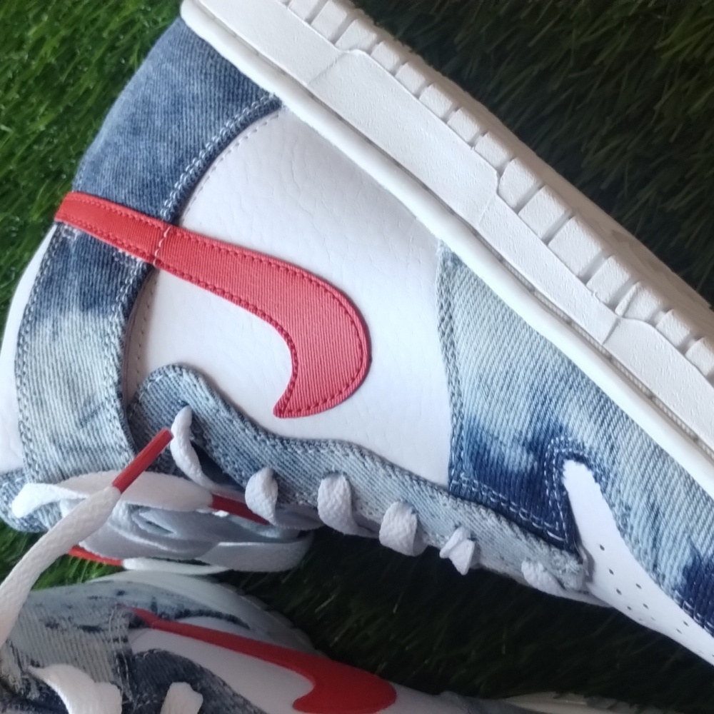 Nike Dunk High Denim Blue White/Sail/Habenero Red Unisex W8 M6.5 - Picture 6 of 16